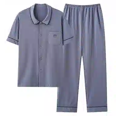 欧迪芬 柔软亲肤透气舒适简约时尚可外穿家居服睡衣套装 男款 蓝色