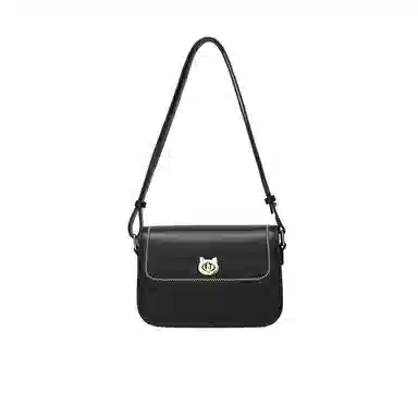 稻草人 百搭时尚小方包 小众通勤实用菱格 人造革 单肩斜挎包 女款 黑色/米白