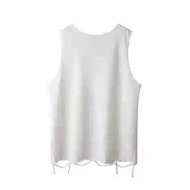 颂希尔 欧美高街破洞打底宽松叠穿内搭无袖背心 男女同款