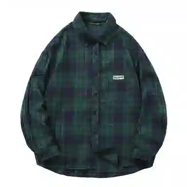 大卫贝肯 美式高街简约基础款复古格子休闲宽松舒适亲肤翻领长袖衬衫 男女同款