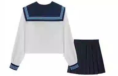 桴生 学院风海军领水手服上衣搭配低腰半裙制服 女款