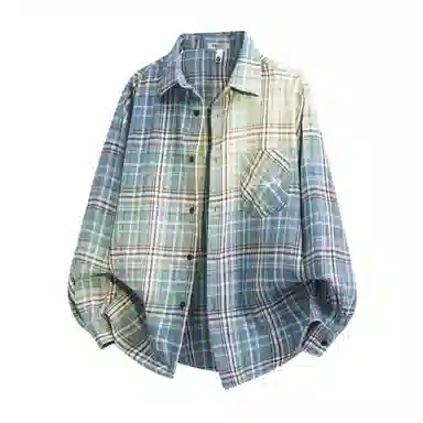 红蜻蜓 美式简约格子条纹休闲宽松百搭潮流长袖衬衫 男女同款