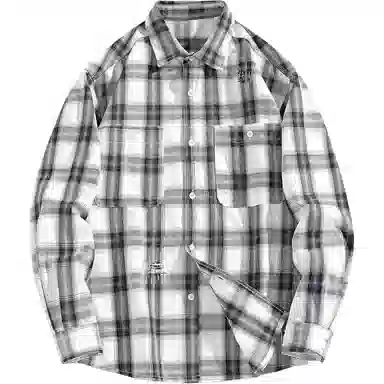 格蓝鹿 宽松翻领纯色休闲长袖衬衫 男款