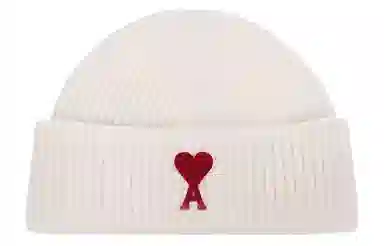 AMIPARIS Embroidered Heart Beanie White
