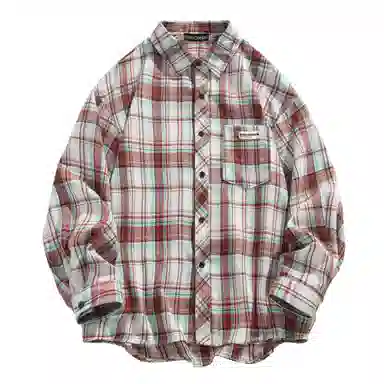 大卫贝肯 美式复古简约基础款休闲宽松百搭大码格子长袖衬衫 男女同款