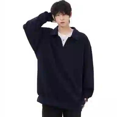 木林森 休闲假两件麻花纹设计翻领设计套头条纹长袖衬衫 男女同款