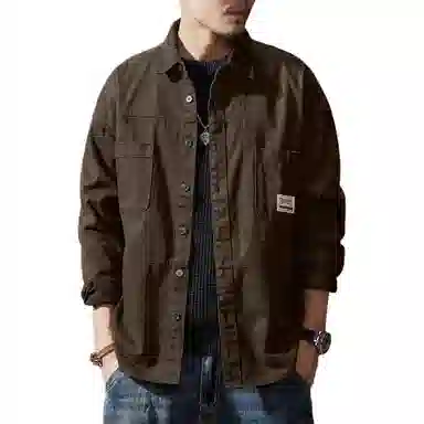 贵色 高端美式重磅工装复古长袖衬衫 男款