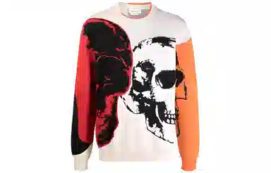 Alexander McQueen FW21 Skull Crewneck Sweater White