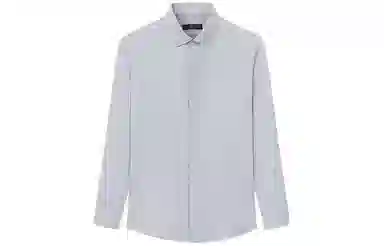 才子 纯色暗门襟休闲长袖衬衫 男款