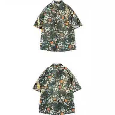 恒源祥 爆款夏季中国风印花短袖国风宽松版型衬衫 男款