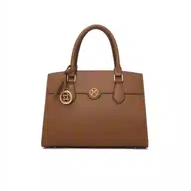 稻草人 百搭时尚风字母徽章 高级感车缝线上班族通勤 人造革 手提单肩斜挎包 女款 黑色/棕色/卡其