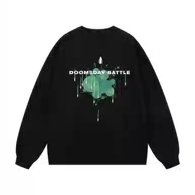 三体 美式复古基础款圆领套头宽松时尚百搭潮牌纯色简约个性重磅休闲长袖卫衣 男女同款