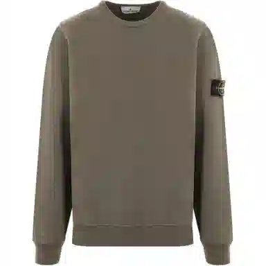 Stone Island Logo Badge Crewneck Sweatshirt Brown