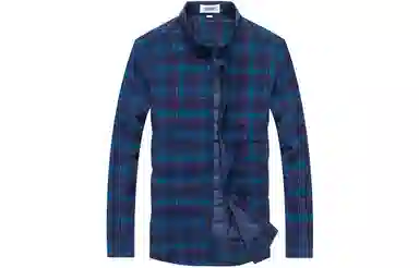 恒源祥 磨毛格子尖领加绒加厚保暖羽绒通勤休闲长袖衬衫 男款