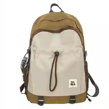 單倉 日系简约小众设计初高中学生大容量书包高颜值通勤百搭轻便背包 尼龙 双肩包 男女同款情侣款 黑色/果绿色/棕色/蓝色/橘色