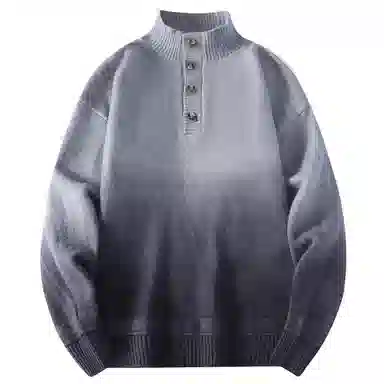 玉儿恋 渐变立领加绒加厚韩版时尚宽松针织打底卫衣 男款