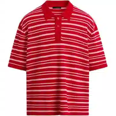ZARA Striped Jacquard Slim Fit Polo Shirt Red