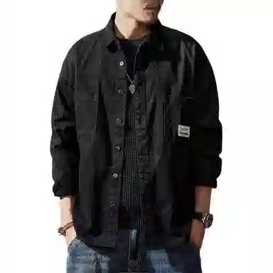 贵色 高端美式重磅工装复古长袖衬衫 男款