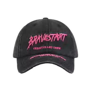 【素颜神器 BRAVESTART字母刺绣】 攸委 街头休闲水洗做旧百搭鸭舌帽女显脸小 棉 大头围户外夏韩版软顶透气遮阳防晒帽 男女同款情侣款