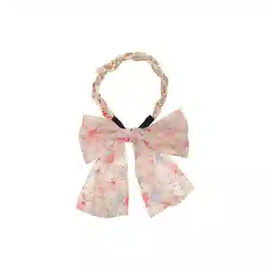 色菲尔 碎花珍珠   法式油画风碎花长条飘带编发绑发一体度假风飘带 布艺 发带 女款