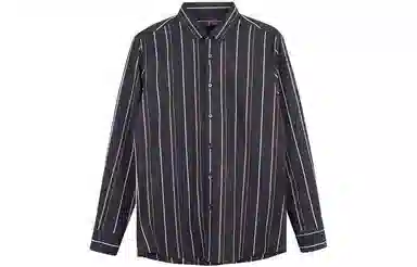 才子 复古印花条纹长袖衬衫 男款