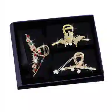 缔晶 春夏森系时尚花朵蝴蝶流苏鲨鱼夹 日常通勤百搭发饰套装 合金 发夹 女款