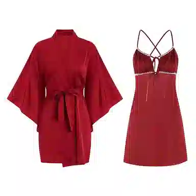 秀黛 甜美性感冰丝纯欲风睡衣套装 女款