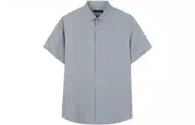 才子 条纹尖领短袖衬衫 男款