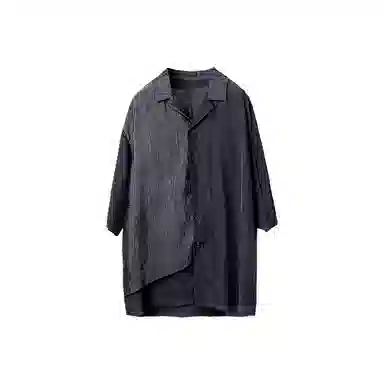 幻象者 百搭纯色宽松古巴领短长袖衬衫 男女同款 黑色