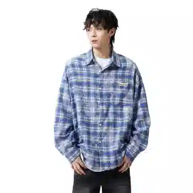 大卫贝肯 美式潮牌复古简约基础款格纹休闲宽松柔软舒适抗皱时尚百搭长袖衬衫 男女同款