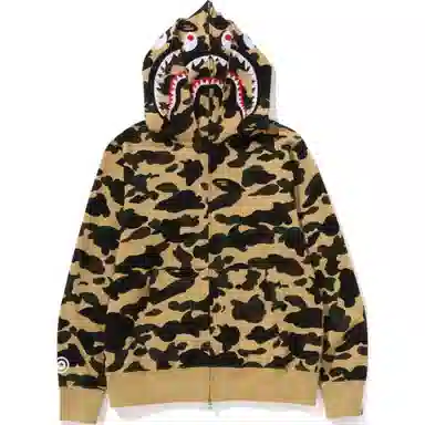BAPE SS25 Camo Shark Double Zip Hoodie Green