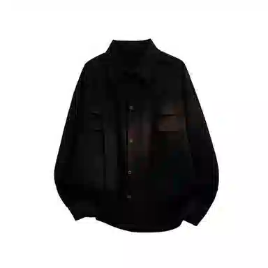 快鱼 美式简约高街高品质基础对称假口袋打底时尚个性设计翻领无性别主义潮流舒适休闲长袖衬衫 男女同款