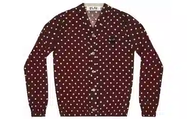 CDG Play Polka Dot Heart Wool Sweater Brown