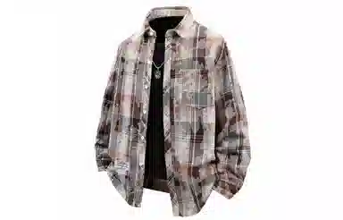 王者荣耀 鲁班七号星空梦想款 美式撞色格子外套宽松休闲小衫扎染多彩格纹翻领透气美式痞帅百搭长袖衬衫 男女同款