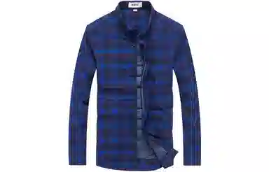 恒源祥 磨毛格子尖领加绒加厚保暖羽绒通勤休闲长袖衬衫 男款