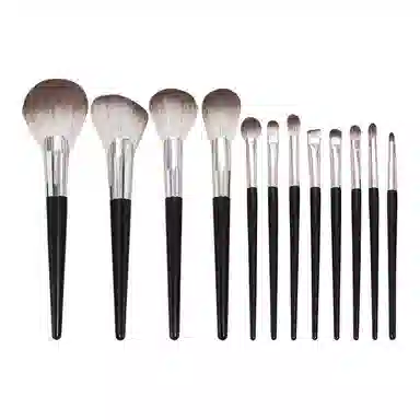 米甜兔  黑色木柄化妆刷套装 亲肤柔软 十二件套