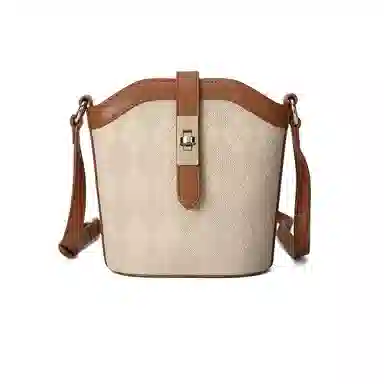 稻草人 小香风菱格压印小众百搭 牛皮革拼合成革 单肩斜挎包 女款 黑色/米白