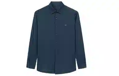 才子 尖领休闲刺绣长袖衬衫 男款