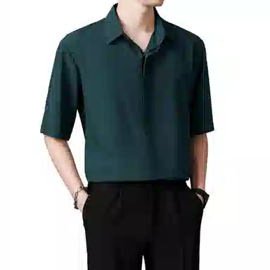 寻星记 美式韩版冰丝男士夏季高级感抗皱免烫商务休闲短袖衬衣衬衫 男女同款