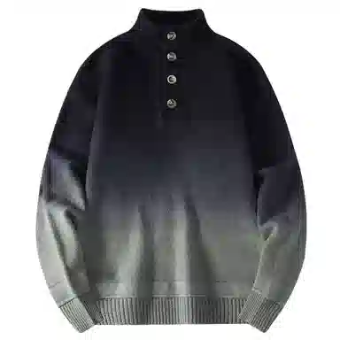 玉儿恋 渐变立领加绒加厚韩版时尚宽松针织打底卫衣 男款