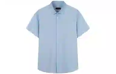 才子 纯色透气修身短袖衬衫 男款