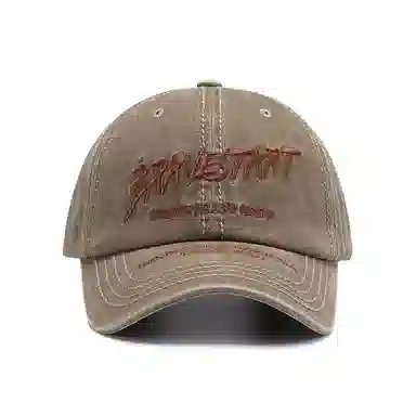 【素颜神器 BRAVESTART字母刺绣】 攸委 街头休闲水洗做旧百搭鸭舌帽女显脸小 棉 大头围户外夏韩版软顶透气遮阳防晒帽 男女同款情侣款