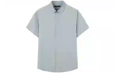 才子 纯色透气修身短袖衬衫 男款