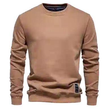 北极绒 时尚长袖纯色潮流外贸宽松纯色圆领休闲卫衣 男款