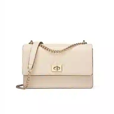 稻草人 优雅百搭小香风菱格链条包 牛皮 腋下单肩斜挎包 女款 黑色/米白