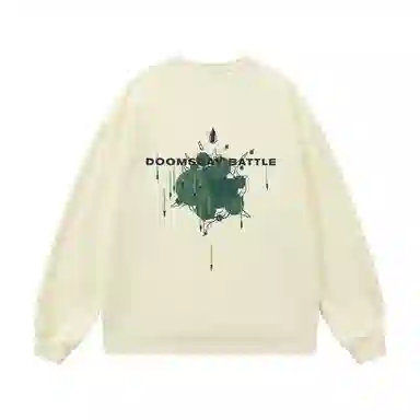 三体 美式复古基础款圆领套头宽松时尚百搭潮牌纯色简约个性重磅休闲长袖卫衣 男女同款