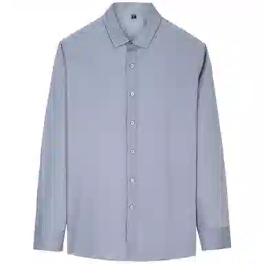 与狼共舞 都市通勤翻领简约休闲弹力舒适单排扣长袖衬衫 男款 中灰