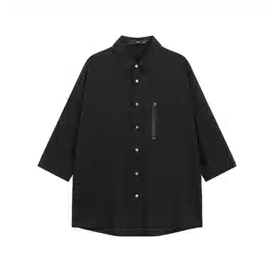 HERBEL Pleated Textured Shirt Black