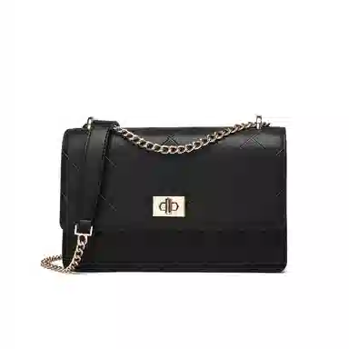 稻草人 优雅百搭小香风菱格链条包 牛皮 腋下单肩斜挎包 女款 黑色/米白