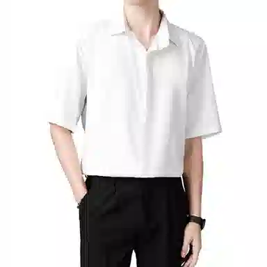 寻星记 美式韩版冰丝男士夏季高级感抗皱免烫商务休闲短袖衬衣衬衫 男女同款